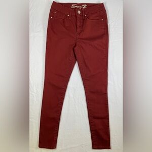 Seven7 Women's Red Skinny Jeans Tummyless Slimming High Rise Size 6
